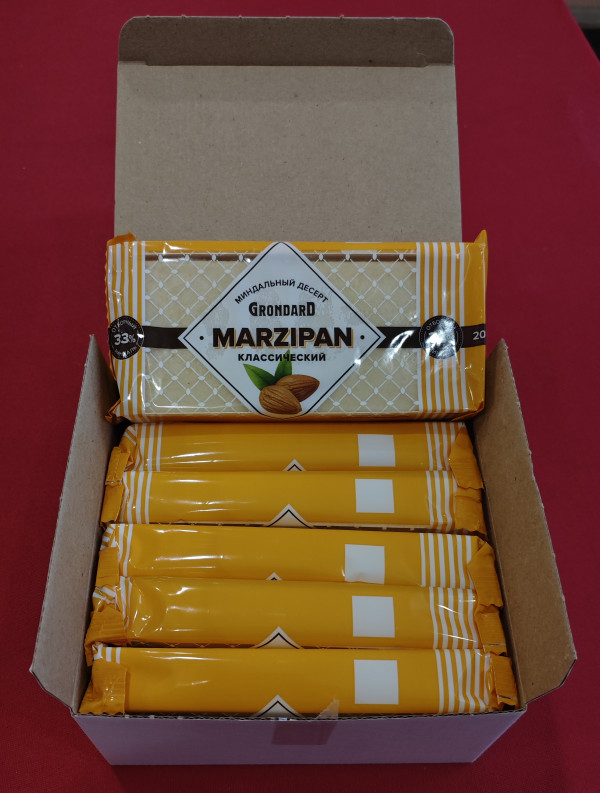 №1 TM Grondard      (11133) Марципан 33%, (блок 6 шт по 200г)             в Алексине