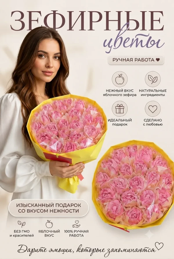 №1 Букет Зефирный Размер XL розовый,350г в Алексине